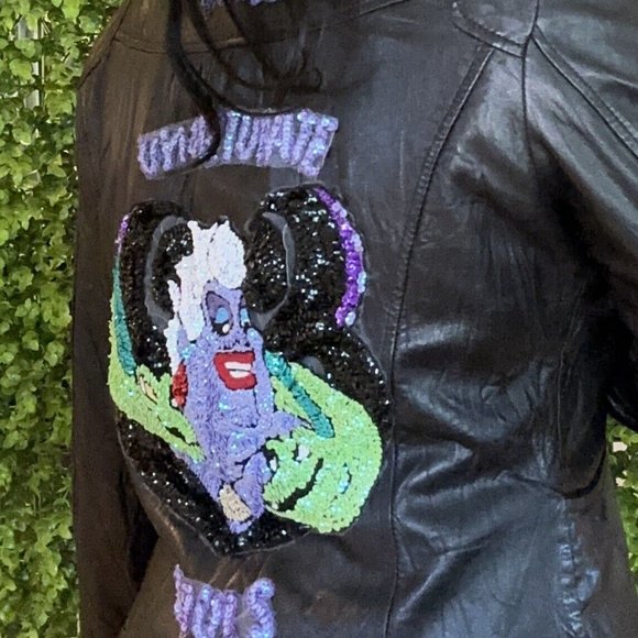 Handmade Upcycled Disney Leather Jacket sz M - Picture 3 of 7